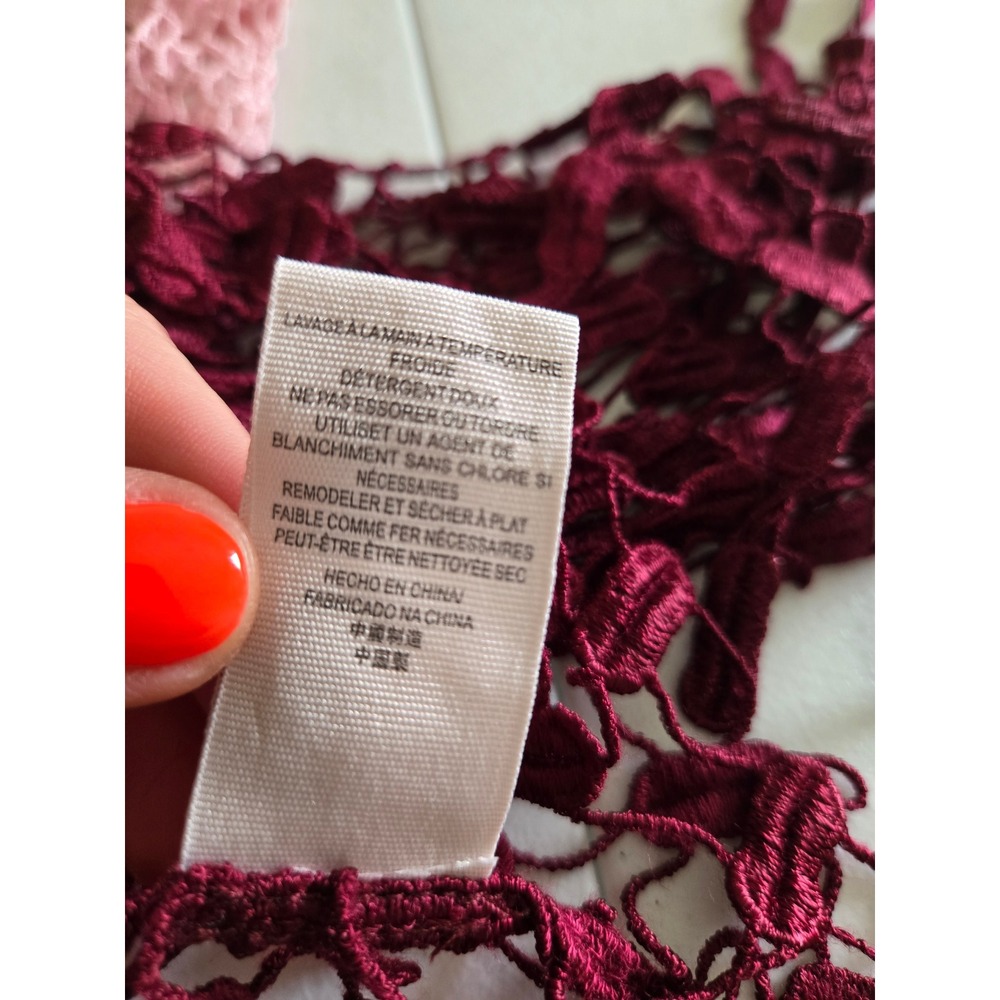 Free People Pink Ombre Mesh Fringe Top Medium Boho Festival Fairy Sheer Romantic - Picture 8 of 12